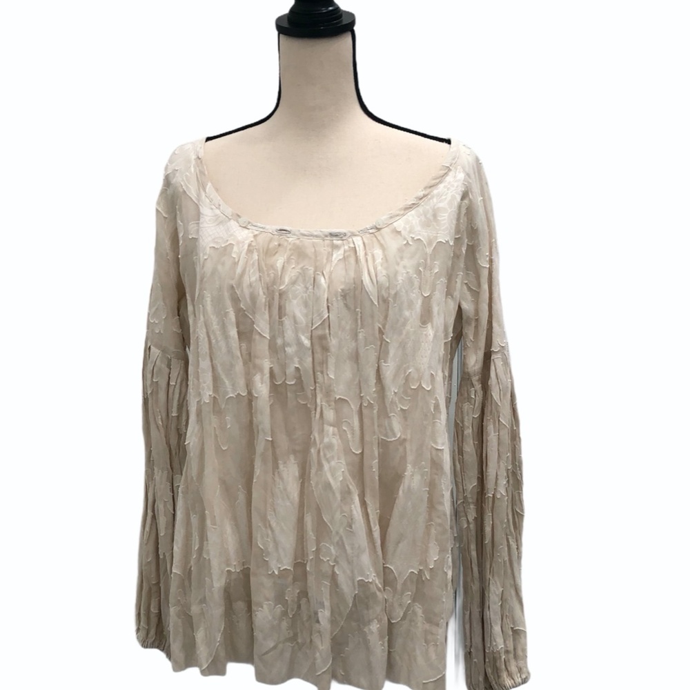 PIAZZA SEMPIONE TONAL CREAM FLORAL PRINT SHIRT SZ US 10